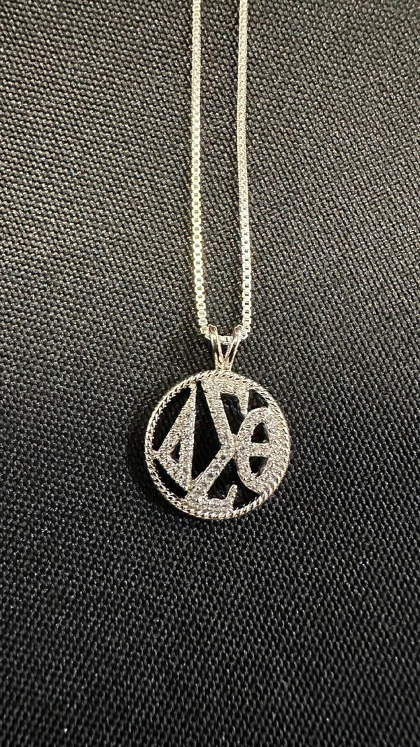 Polished Sterling Round Greek Letter pendant with chain