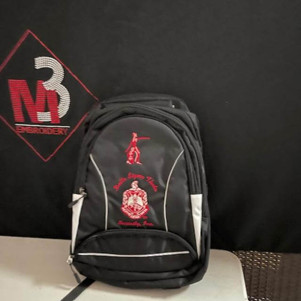 delta sigma theta leather backpack Delta Sigma Theta-Backpack Padded Black/Red