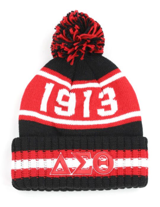 Pom Pom Beanie - Delta Sigma Theta