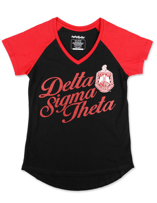 DST V-NECK GLITTER TEE - Delta Sigma Theta