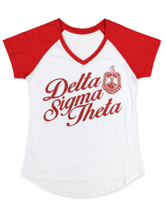 DST V-NECK GLITTER TEE - Delta Sigma Theta