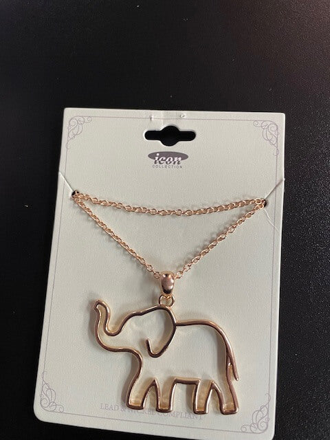 SILVER OR GOLD ELEPHANT PENDANT NECKLACE