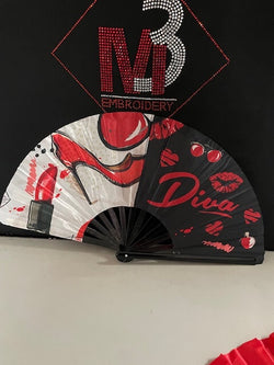 Delta Sigma Theta - Large Poppin Nylon Fabric & Bamboo Fans