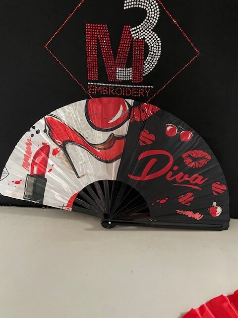 Delta Sigma Theta - Large Poppin Nylon Fabric & Bamboo Fans