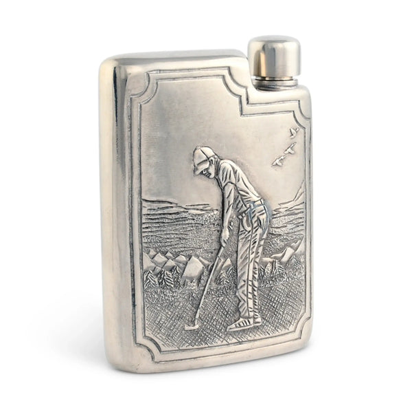 AC- GOLFER PEWTER FLASK