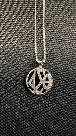 Polished Sterling Round Greek Letter pendant with chain