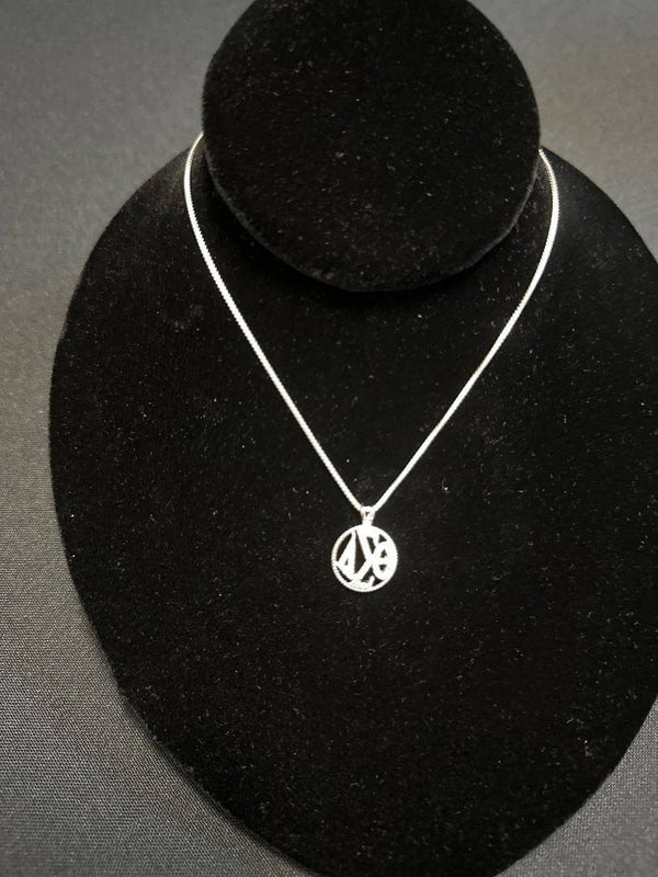 Polished Sterling Round Greek Letter pendant with chain