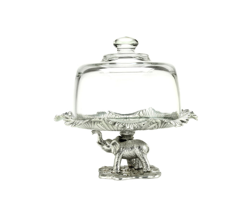 Elephant Footed Plate with Glass Dome -Greek_Paraphernalia - M3 Greek