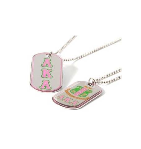 Alpha Kappa Alpha®️Double Sided Greek Letter Dog Tags with epoxy coating -Greek_Paraphernalia - M3 Greek