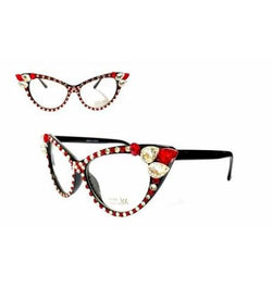 Red/White Cat Eye Crystal Glasses 2 -Greek_Paraphernalia - M3 Greek