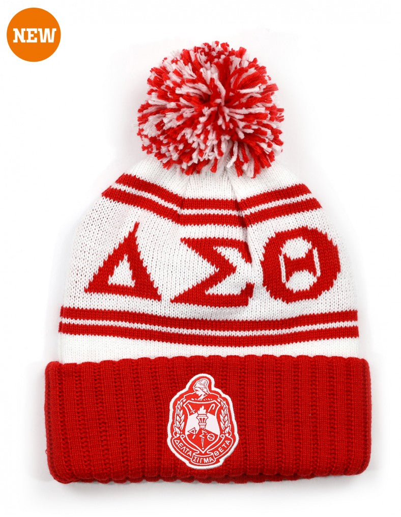 New Pom Pom Beanie - Delta Sigma Theta®️ -Greek_Paraphernalia - M3 Greek