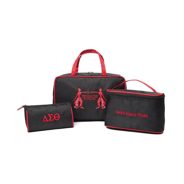 Delta Sigma Theta - Cosmetic Bag Set Makeup Organizer Travel Kit  3 Piece Set