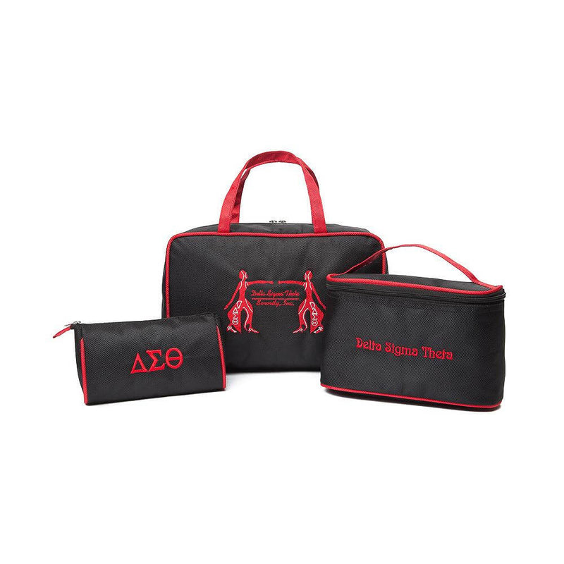 Delta Sigma Theta®️ Cosmetic Bag Set Makeup Organizer Travel Kit  3 Piece Set