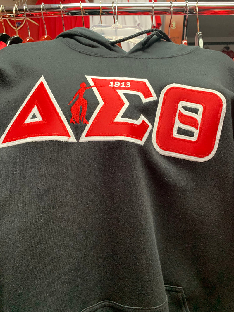 Twill Letter Hoodie with Additional Embroidery  - Delta Sigma Theta®️ -Greek_Paraphernalia - M3 Greek