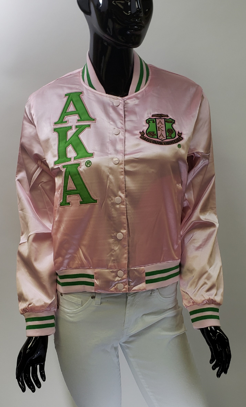 Alpha kappa alpha satin top bomber jacket