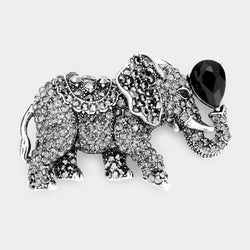 ELEPHANT BROOCH with BLACK STONES