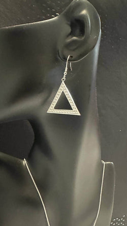 Triangle Pendant  OR Earrings in Polished Sterling Silver