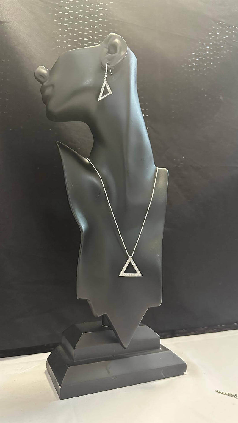 Triangle Pendant  OR Earrings in Polished Sterling Silver