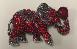 ELEPHANT BROOCH with RED STONES