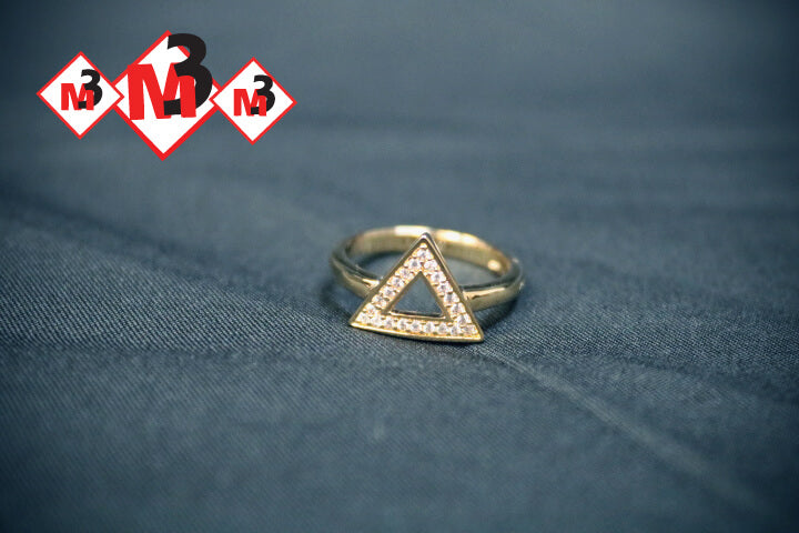 Delta/Triangle Polished Sterling Ring with CZ Stones -Greek_Paraphernalia - M3 Greek