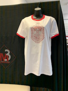 Rhinestone Crest Ringer Tee - Delta Sigma Theta®️ -Greek_Paraphernalia - M3 Greek