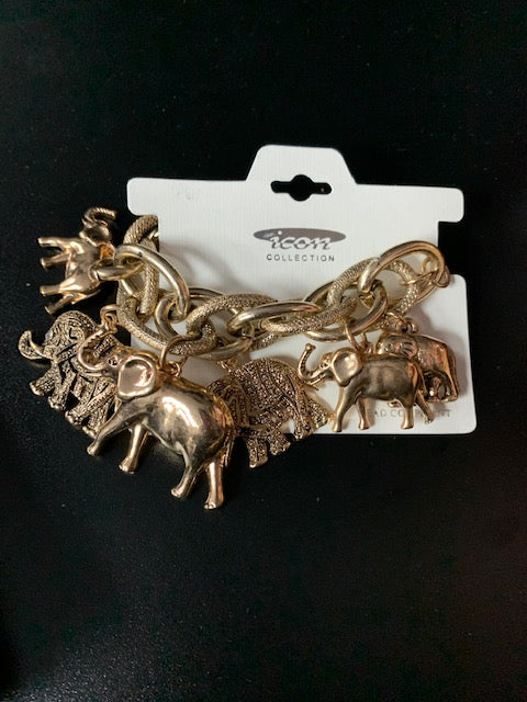 Silver/Gold Elephant Statement Necklace Set OR Bracelet