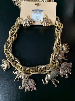 Silver/Gold Elephant Statement Necklace Set OR Bracelet