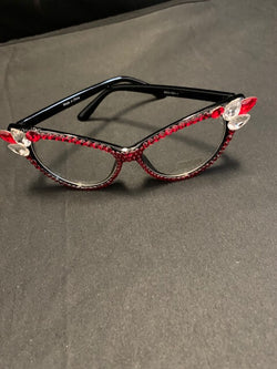 Red/White Cat Eye Crystal Glasses 2 - M3Greek®