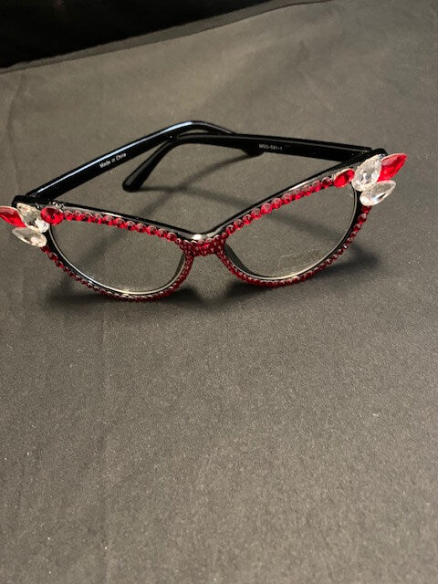 Red/White Cat Eye Crystal Glasses 2 - M3Greek®