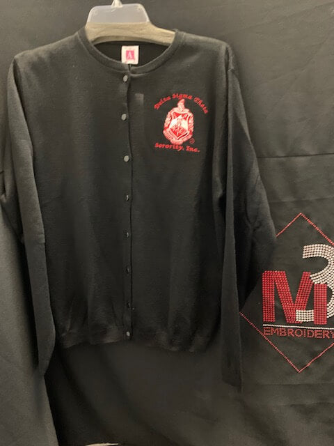 Custom Knit Button Front COA Sweater - Delta Sigma Theta