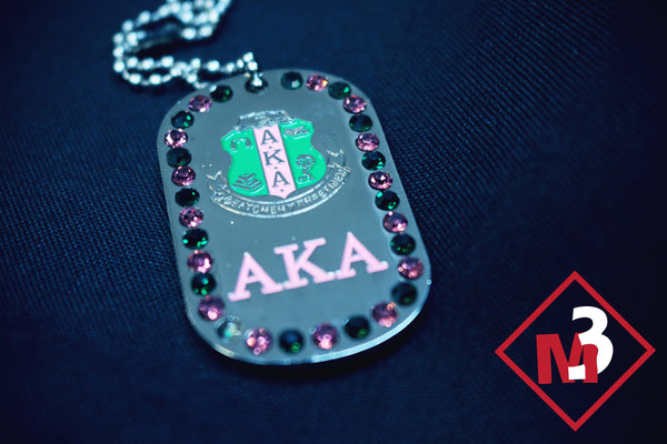 Rhinestone Dog Tags -Alpha Kappa Alpha®️ -Greek_Paraphernalia - M3 Greek