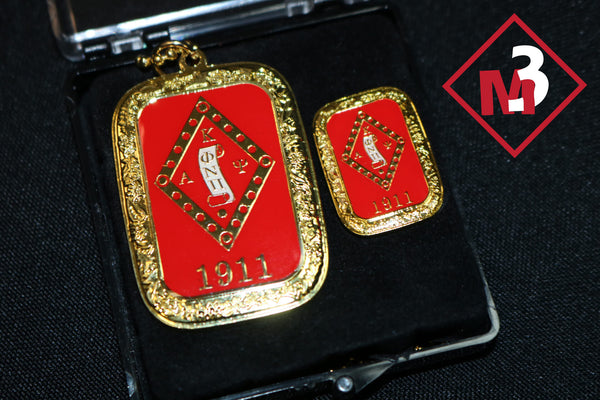 Diamond Scroll Dog Tag / Lapel Pin Set - Kappa Alpha Psi -Greek_Paraphernalia - M3 Greek