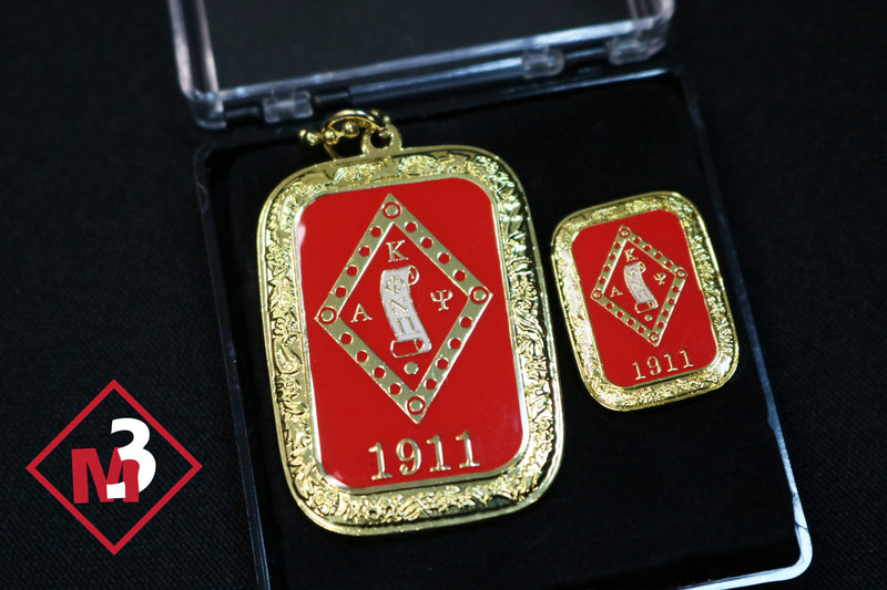 Diamond Scroll Dog Tag / Lapel Pin Set - Kappa Alpha Psi -Greek_Paraphernalia - M3 Greek