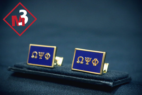 Rectangular Cuff Links - Omega Psi Phi -Greek_Paraphernalia - M3 Greek