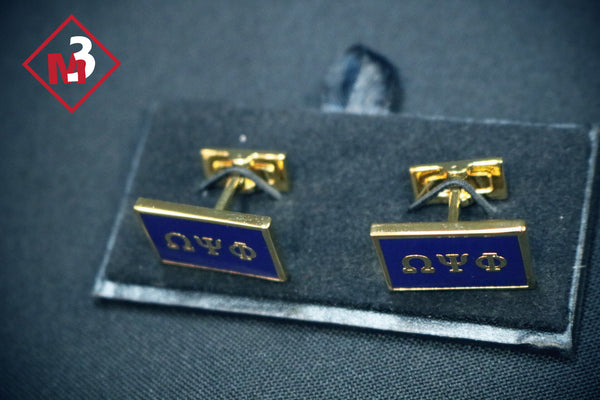 Rectangular Cuff Links - Omega Psi Phi -Greek_Paraphernalia - M3 Greek