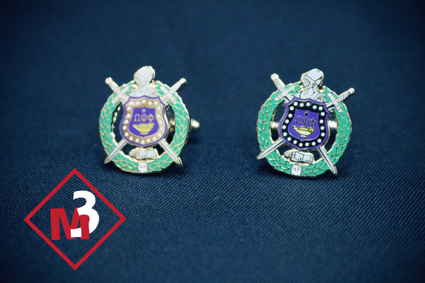 Shield Cufflinks - Omega Psi Phi -Greek_Paraphernalia - M3 Greek