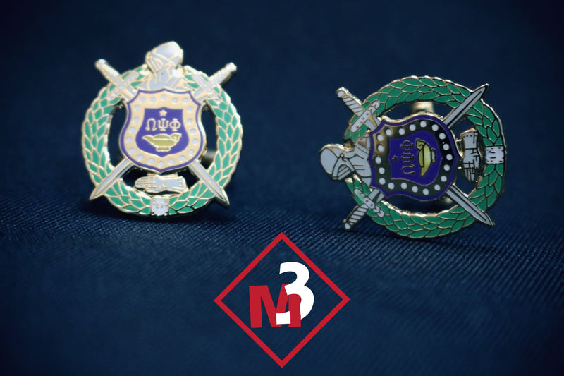 Shield Cufflinks - Omega Psi Phi -Greek_Paraphernalia - M3 Greek