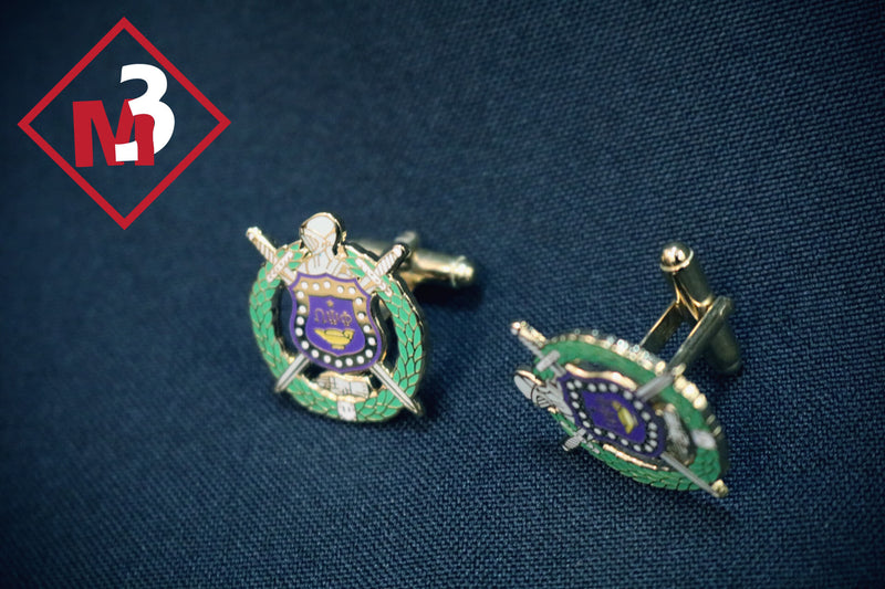 Shield Cufflinks - Omega Psi Phi -Greek_Paraphernalia - M3 Greek