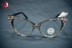 Pink/Green Cat Eye Crystal Glasses 1 -Greek_Paraphernalia - M3 Greek