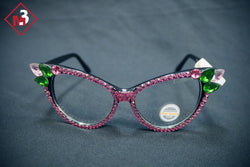 Pink/Green Cat Eye Crystal Glasses 2 -Greek_Paraphernalia - M3 Greek