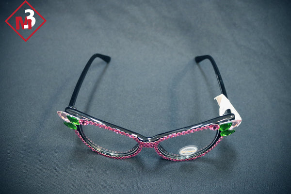 Pink/Green Cat Eye Crystal Glasses 2 -Greek_Paraphernalia - M3 Greek
