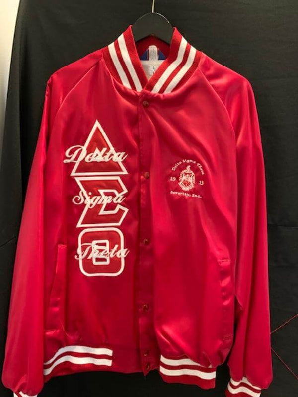 M3 Custom Satin Baseball Jacket - Delta Sigma Theta®️ -Greek_Paraphernalia - M3 Greek