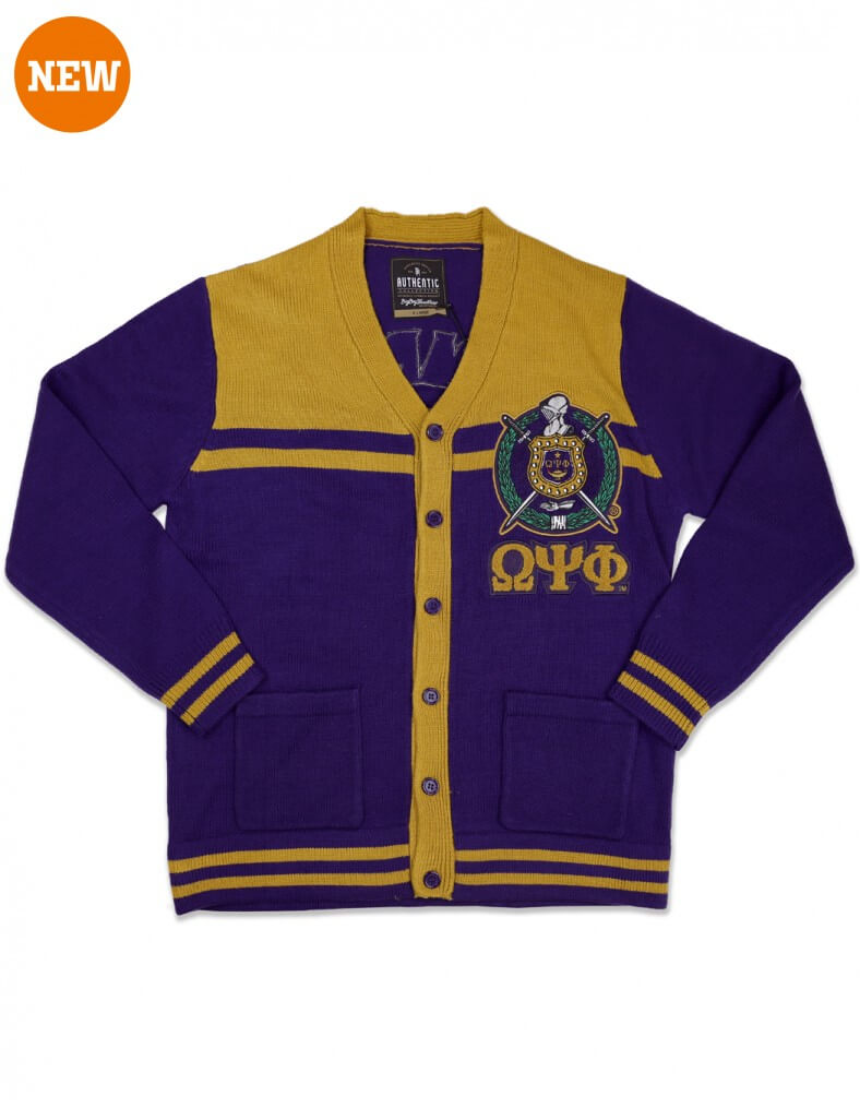 Purple Two Color Fraternity Varsity Cardigan Sweater - Omega Psi Phi BBG