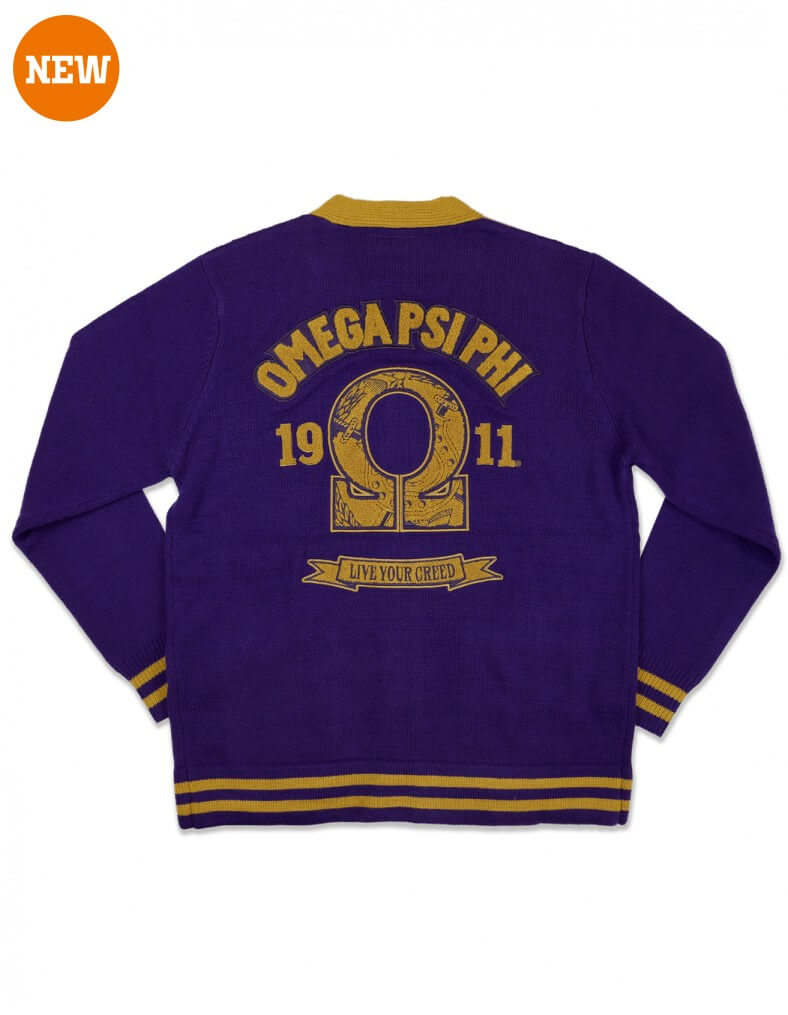 Purple Two Color Fraternity Varsity Cardigan Sweater - Omega Psi Phi BBG