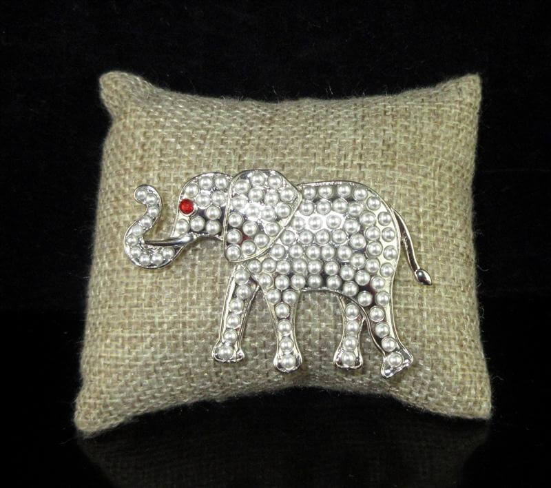 Stone/Pearl Elephant Lapel Pin- Delta Sigma Theta