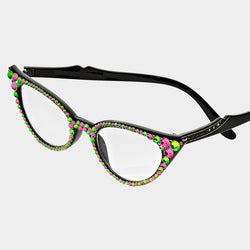 Pink/Green Cat Eye Crystal Reading Glasses -Greek_Paraphernalia - M3 Greek