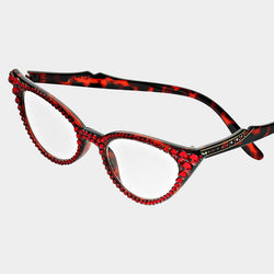 Red Cat Eye Crystal Reading Glasses -Greek_Paraphernalia - M3 Greek