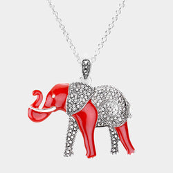 Red Enamel elephant Necklace or Earrings