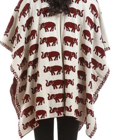 REVERSIBLE ELEPHANT PATTERNED SHAWL PONCHO -Greek_Paraphernalia - M3 Greek