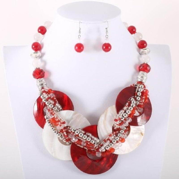 Red/White Shell Necklace